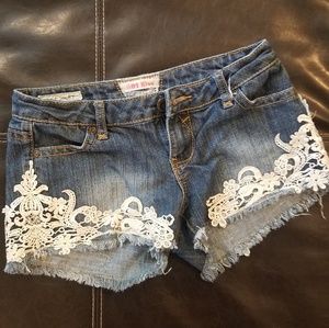 Jean and lace shorts